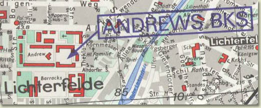 Andrews Barracks on british military map Map of Andrews Barracks.