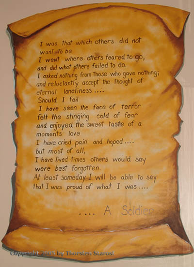 Image of a Wall Painting showing the poem 'A Sodlier'.