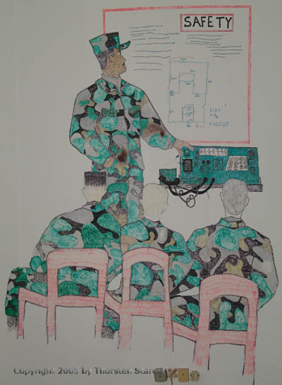 Image of a Wall Painting showing a scene of a safety briefing.