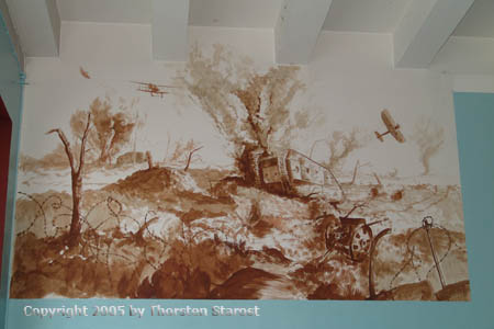 Image of a Wall Painting showing a scene from the First World War.